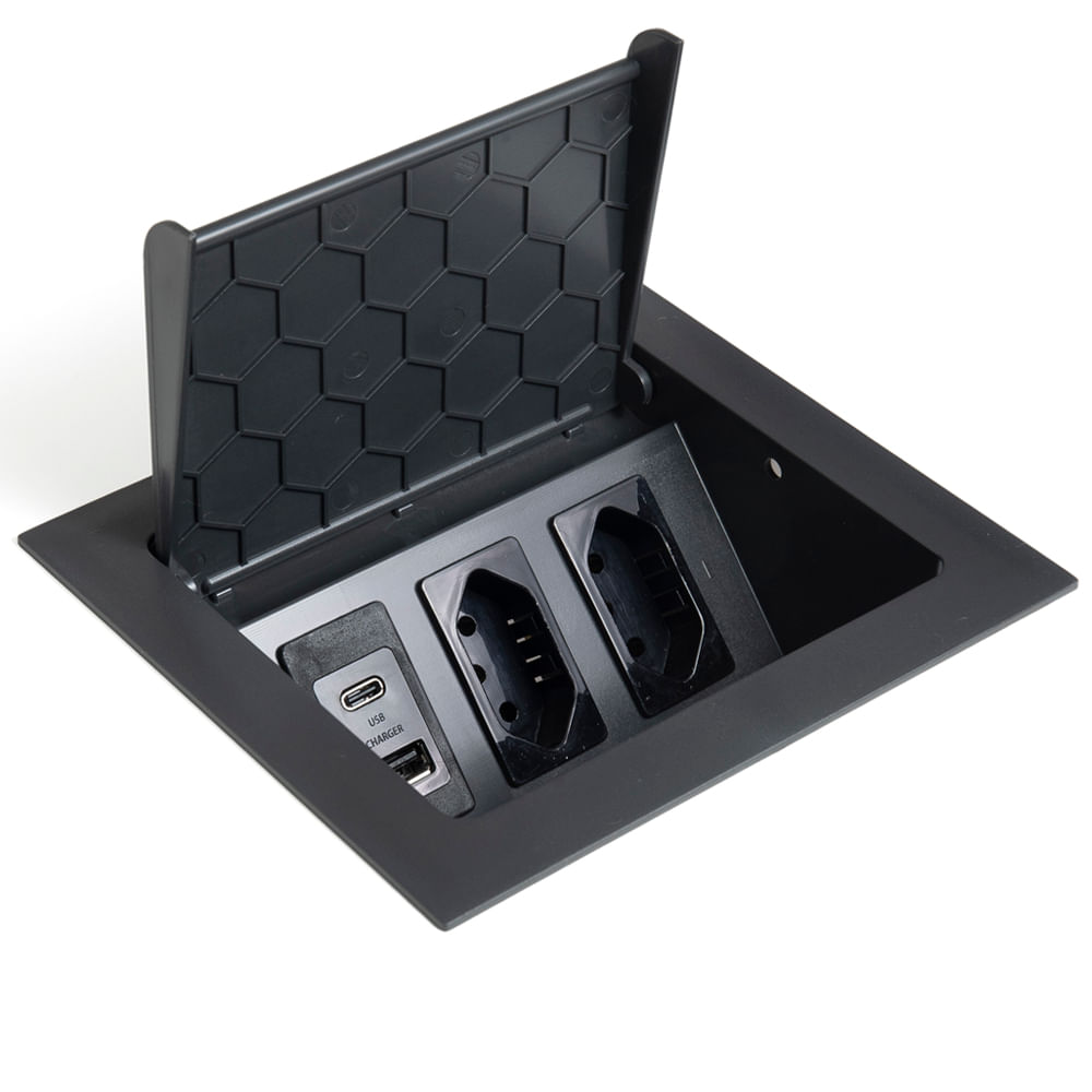 Caixa Pop 3 com 2 Tomadas 20A USB A e C Grafite Qtmov 82661_01